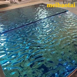 Customized size SS304 0.65MM Blue Color water wave ripple stainless steel  decoration sheet