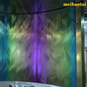 New Style rainbow color laser pattern Stainless steel color sheet decoration hotel, wall