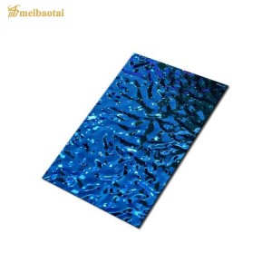 PVD Color Blue Mirror Water Wave Stainless Steel Stamped Ripple Sheet for Wall Panel Ceiling Decoration