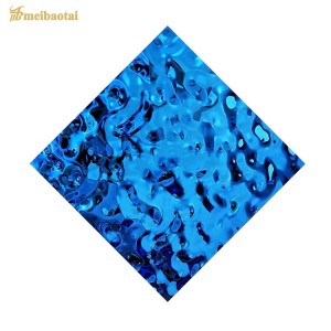 PVD Color Blue Mirror Water Wave Stainless Steel Stamped Ripple Sheet for Wall Panel Ceiling Decoration